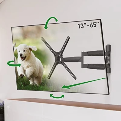 Image of Barkan 53.5cm Long TV Wall Mount, 13 65 inch Full Motion Articulating 4 Movement Premium Flat/Curved Screen Bracket, Holds up to 36kg, Extremely Extendable, Fits LED OLED LCD