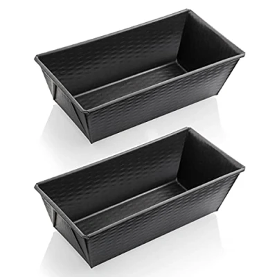 Image of Grizzly Bread Baking Tin, Set of 2 x 2Lb Loaf Tins 10 Inch (25x11.5 cm), Non Stick Carbon Steel Pan, and Cake Mould