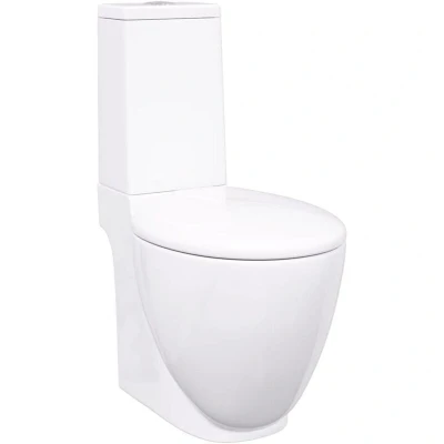 Image of vidaXL WC Ceramic Toilet Bathroom Round Bottom Water Flow White