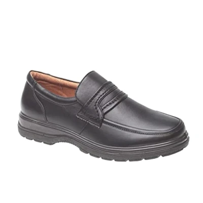 Image of Mens Comfort Shoes Slip On Casual Work Office Formal Wide Fit Walking Shoe Sizes Black