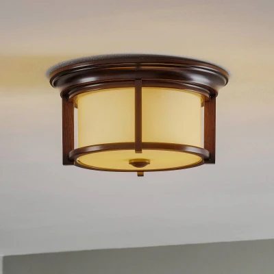 Image of Merrill 2 Light Outdoor Flush Mount Ceiling Heritage Bronze IP44, E27