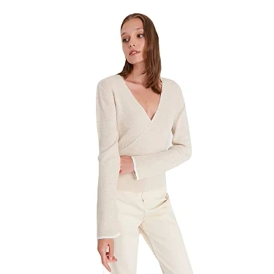 Image of Trendyol Women Regular fit Basic Crew Neck Knitwear Sweater Stone