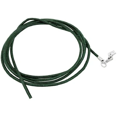 Image of unbespielt Leather Cord Necklace for Pendant Green Men Women Lobster Clasp Silver Colored 1 m x 2 mm Shortenable