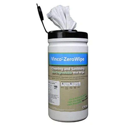 Image of VINCO ZEROWIPE BIO DEGRADABLE WET WIPES 200X200MM TUB OF 100