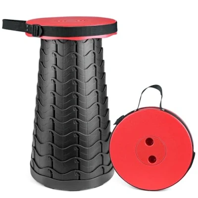 Image of Hesanzol Portable Telescoping Stool, Retractable Folding Stool for Camping Garden Fishing Hiking Travel BBQ, Adjustable Collapsible Stools Max Load 400lbs