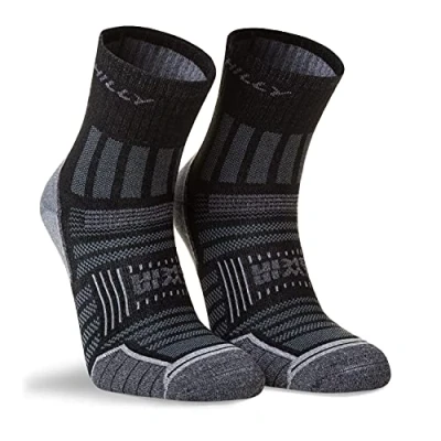Image of Hilly Unisex Twin Skin Anklet Min Cushioning, Running Sock, Black/Grey Marl, S UK