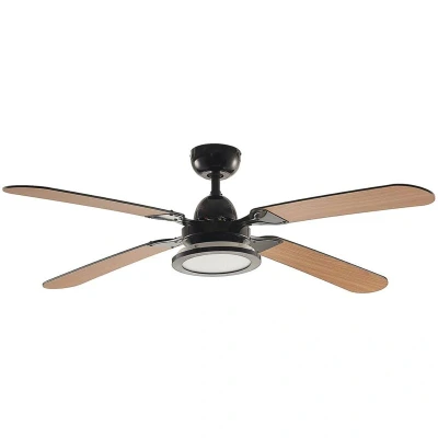 Image of Lucande LED ceiling fan Tedric, black, quiet, 133 cm