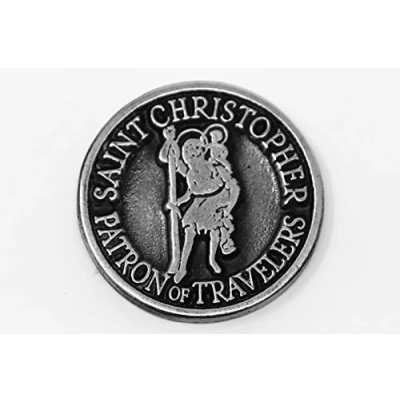 Image of Catholic Gift Shop Saint Christopher Pocket Token &amp; Lourdes Prayer Card