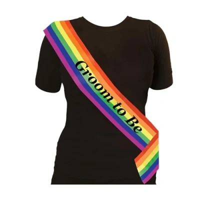 Image of We Personalize Gay Pride sash Groom To Be Rainbow Sash,Gay Pride/Marches/LGBT/Parties &amp; Events Unique, funny, novelty sash, Hen Night, Stag Do, LGBTQPlus