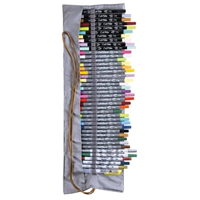 Image of Online 40+1 Hand Lettering Set, Colourful Calli.Brush &amp; Calli.Twin Brush Pens, Waterbrush Pen for Watercolour, Calligraphy Set in Roll Pouch Gift Packaging, Bullet Journal Pens