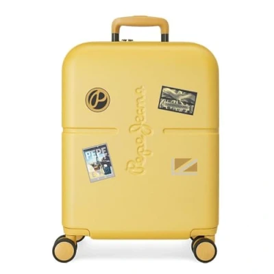 Image of Pepe Jeans Chest Cabin Suitcase Ochre 40 x 55 20 cm Rigid ABS Built in TSA Closure 37L 3.2 kg 4 Wheels Double Hand Luggage