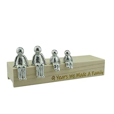 Image of 9th Anniversary Idea 9 Years We Made A Family Metal Ornament Choose Your Combination Box &amp; Woodgrain May Vary(2 Children)