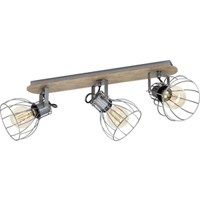 Image of EGLO Sambatello ceiling lamp, 3 bulb, brown/silver
