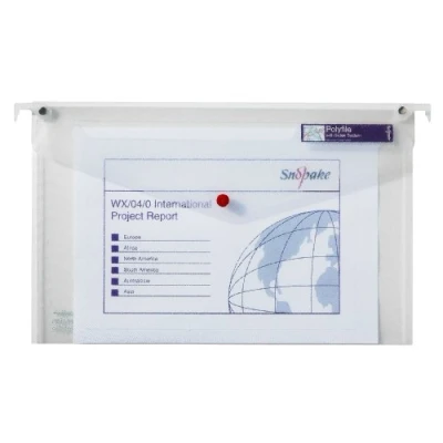 Image of Snopake 15715 Polyfile Foolscap Popper Wallet Suspension File Clear (Pack of 5)