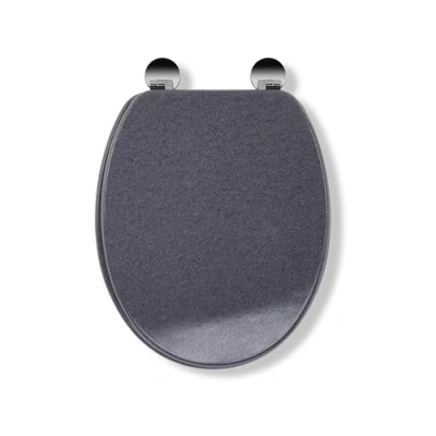 Image of Croydex Dove Flexi Fix Wooden Toilet Seat, Always Fits, Never Slips, Granite Effect, Top &amp; Bottom Fix, Adjustable V Plate Hinges from 110 200mm, All Fixings Included, 45 x 37.5 6 cm
