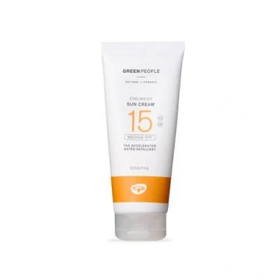 Image of Green People Edelweiss Sun Cream with Tan Accelerator SPF15 Natural Sunscreen Suitable for Sensitive Skin Reef Safe &amp; Cruelty Free, 200ml