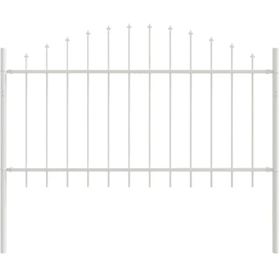 Image of vidaXL Garden Fence with Hoop Top White 1.7x1 m Steel