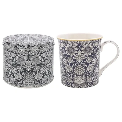 Image of Lesser &amp; Pavey William Morris Print Sunflower Mug in Tin Gift Boxed