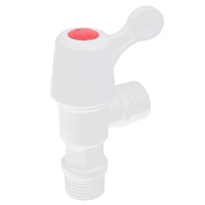 Image of T Shape White Water Heater Control Tap Straight 20 mm Thread Diameter