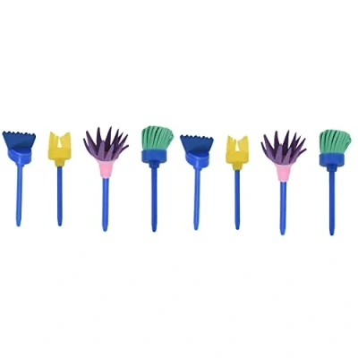 Image of VENEKA Sponge Paint Brushes for Kids, 8 Pack Early Learning Drawing Painting Tools Set DIY Arts Crafts, Besom