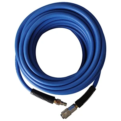 Image of aunstarwei PVC/Rubber Hybrid Air Hose Blue with 1/4&quot; Europe Steel Quick Coupler and Plug Fittings, 15m Length