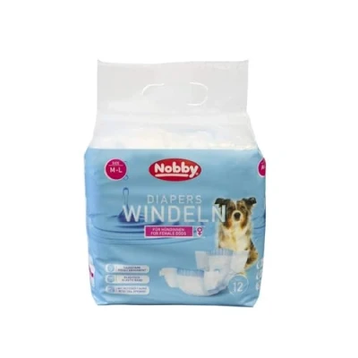 Image of Nobby Nappies for Female Dogs, Pack of 12, M L, 36 52 cm