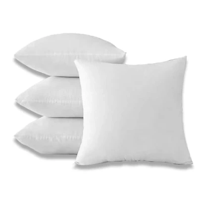 Image of Wansha Home Cushion Inserts Pads 22 x inches Inner Pack of 4 (55 55 cm) White Hollowfibre Square Cushions Stuffer Inserts, Bed Sofa Couch Pillows