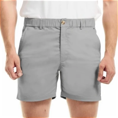Image of AIMPACT Mens Casual Cotton Shorts Slim Fit Elastic Waist Cargo 5.5 Inch Inseam with Pockets, Grey, X Large