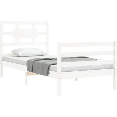 Image of vidaXL Bed Frame without Mattress White Single Solid Wood