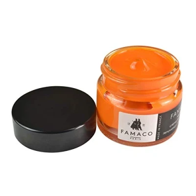 Image of Famaco Orange Leather Re touch Dye Renovation Cream for leather, shoes, boots, sneakers and trainers