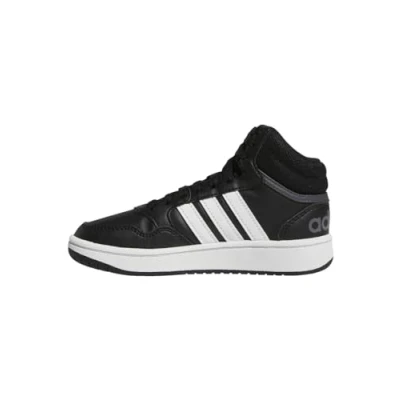 Image of adidas Hoops Mid Shoes, Core Black/Cloud White/Grey Six, 4.5 UK