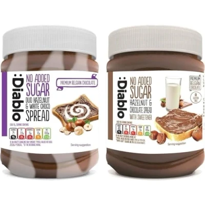 Image of Diablo No Added Sugar Spread 350g(Duo Hazelnut &amp; White Chocolate and Hazelnut)