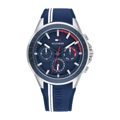 Image of Tommy Hilfiger Analogue Multifunction Quartz Watch for Men with Blue Silicone Bracelet 1791859
