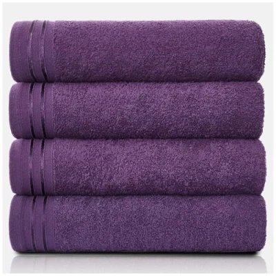 Image of GC GAVENO CAVAILIA Large Towels Bath Sheet, Highly Absorbent Egyptian Cotton Towel Set, 4 Pack Extra Soft Purple, Quick Dry Sheets, 450 GSM Washable Towels, 75X135 Cm