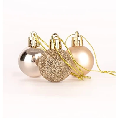 Image of 30mm/12Pcs Christmas Baubles Shatterproof Champagne Gold, Tree Decorations Ball Ornaments Balls Xmas Hanging Holiday Decor Shiny,Matte,Glitter