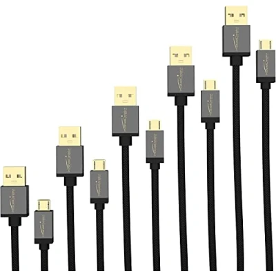 Image of KabelDirekt 5 x 0.5m Micro USB Cable (USB 2.0, Synch &amp; Charge Cable, nylon) PRO Series