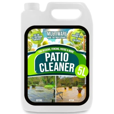 Image of MultiWare Patio Cleaner Spray and Walk Away Decking Algae Remover Moss Killer Easy To Use Safe With Pets 5L Concentrate Makes 25L (1)
