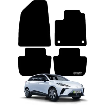 Image of Carsio Carpet Car Mats For MG MG4 EV 2022+ Onwards Tailored Fit Floor Mat Set Complete Accessory Black Custom Fitted All Weather, Anti Slip Backing &amp; Trim