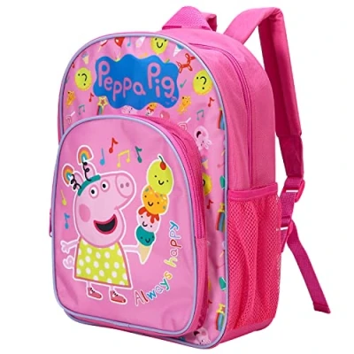 Image of William Lamb Peppa Pig Kids Childrens Premium Backpack School Rucksack Travel Bag Boys Girls with side mesh pocket and front zipped pocket, Multicolour, 36.7cm (H), 26cm (W), 13cm (D) (02919)