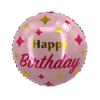 Image of Pink Stars Round Birthday Foil Balloon, 45cm