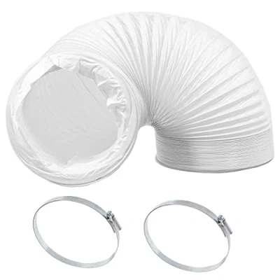 Image of SPARES2GO Air Conditioning Duct Hose 5.9&quot; 15cm 3 Metres PVC Flexible Vent Pipe Universal + Steel Screw Clips x 2