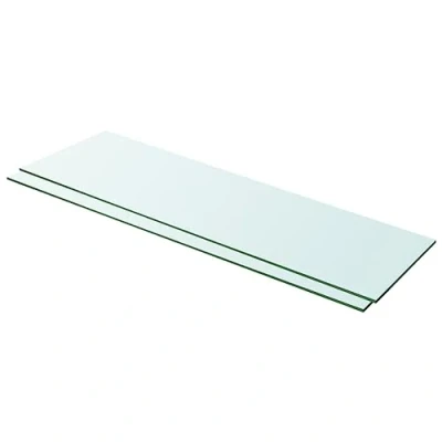 Image of vidaXL 2x Shelves Panel Glass Clear Sheet Plate for Display Case Storeroom Cabinet Slatwall Shop Easy to Wipe Clean 100x30cm
