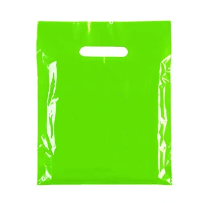 Image of 100X Plastic Carrier Bag Modern Printed Strong Gift Shopping Bags 3 SIZES/10 Colors (Light Green (Small))