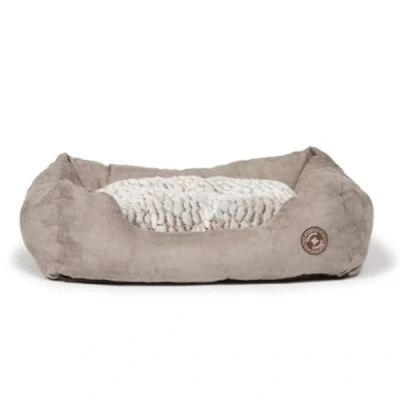 Image of Danish Design Arctic Grey Faux Fur and Suede Removable Mattress Dog/Puppy Snuggle Bed 28 Inch 71cm