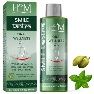 Image of Smile Tantra Oil Pulling with Cardamom &amp; Holy Basil Essential Oils for Oral Health, Healthy Teeth and Gums, Alcohol Free Mouthwash, Whitening, Helps Bad Breath Freshens Mouth