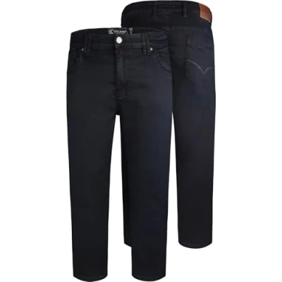 Image of KAM Mens Jacob Stretch Fit Knitted Denim Regular Jeans Blue 44 R