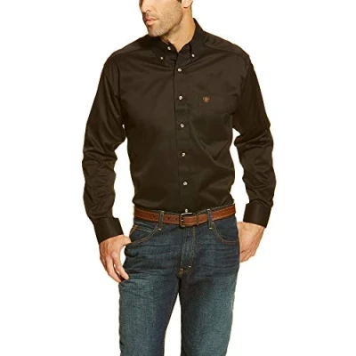 Image of ARIAT Men&#039;s Solid Twill Classic Fit Shirt, Black, Large