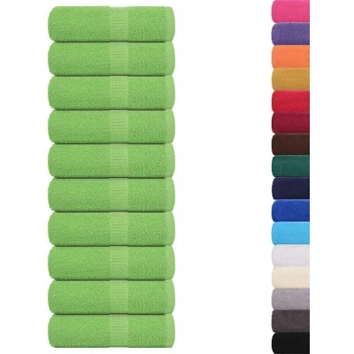 Image of vidaXL Guest Towels 10 pcs Apple Green 30x50 cm 360 gsm 100% Cotton