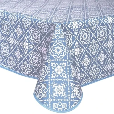 Image of Home Direct Rectangular Oilcloth PVC Wipe Clean Wipeable Tablecloth Table Cover 140cm x 180cm 55x70 Blue Grey
