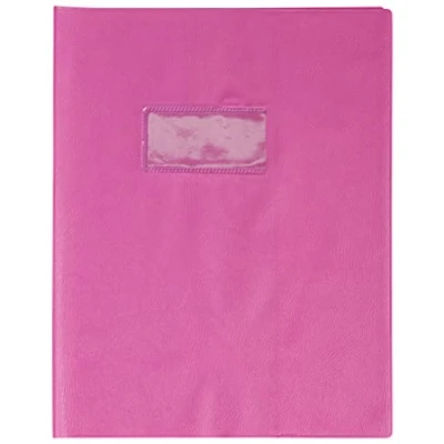 Image of Clairefontaine Ref 72009C Calligraphe PVC Exercise Book Protector Cover 170 x 220mm in Size, Label Holder for Easy Identification, Leather Effect Intensive Pink Colour